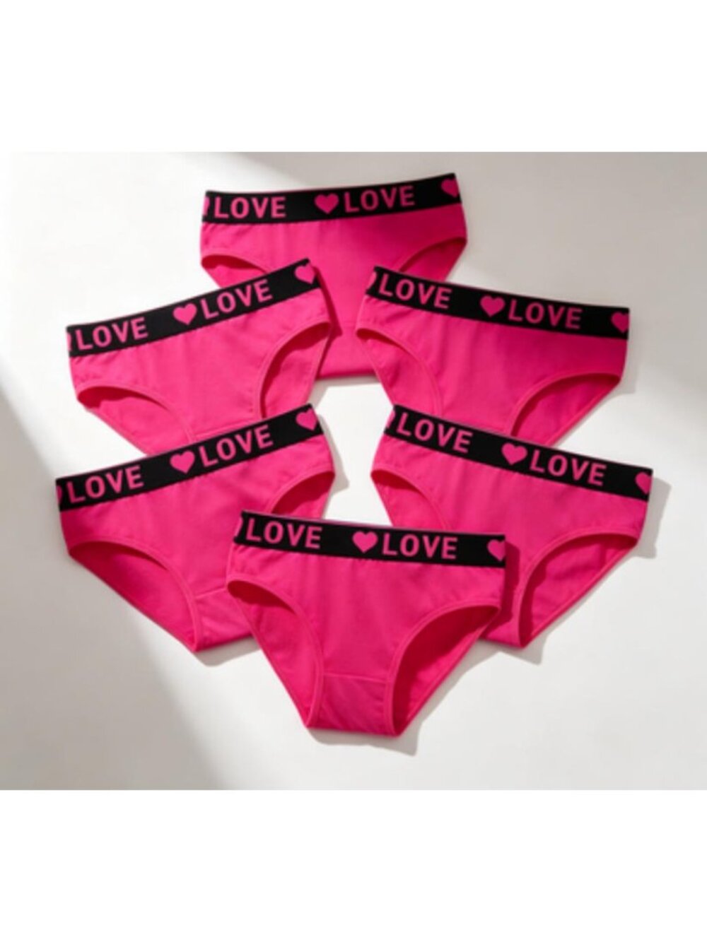 5PCS Pink Underwear Solid Color Belted Women's Triangle Shorts Bikini Shorts